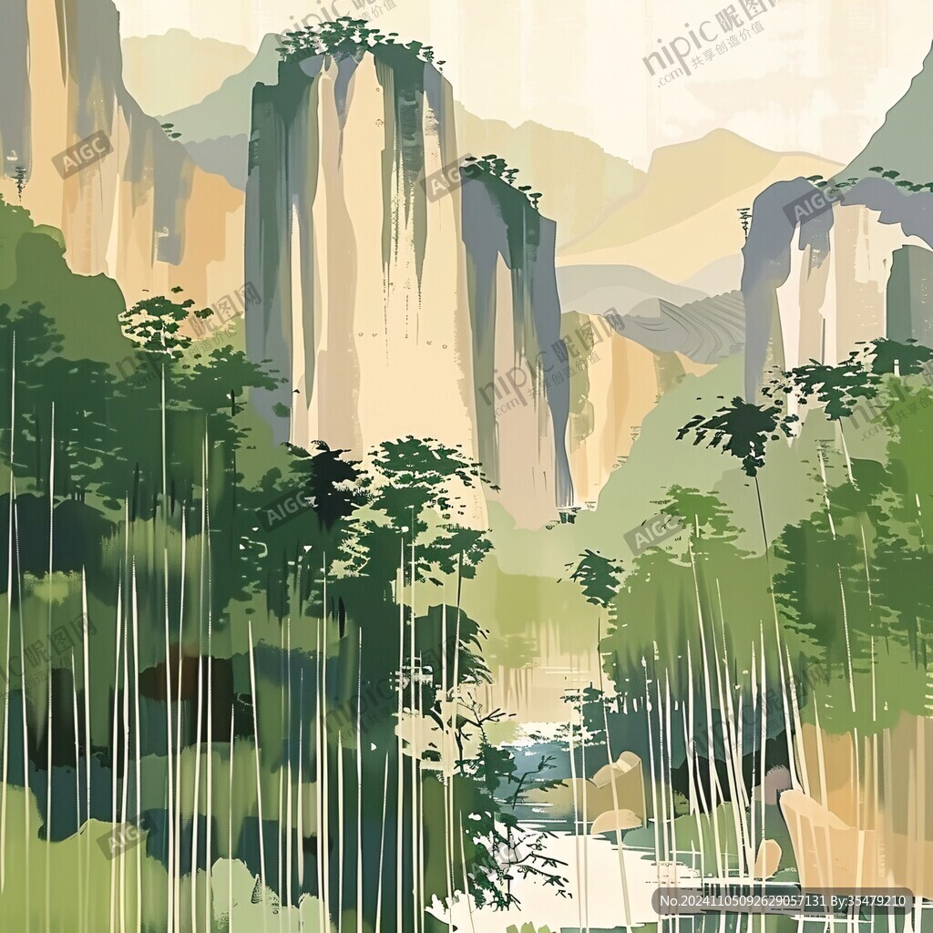 雁蕩山插畫