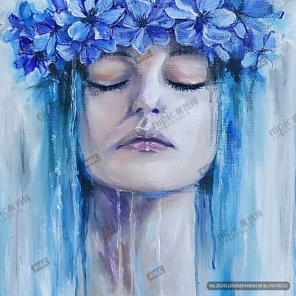 手繪女人花抽象裝飾畫