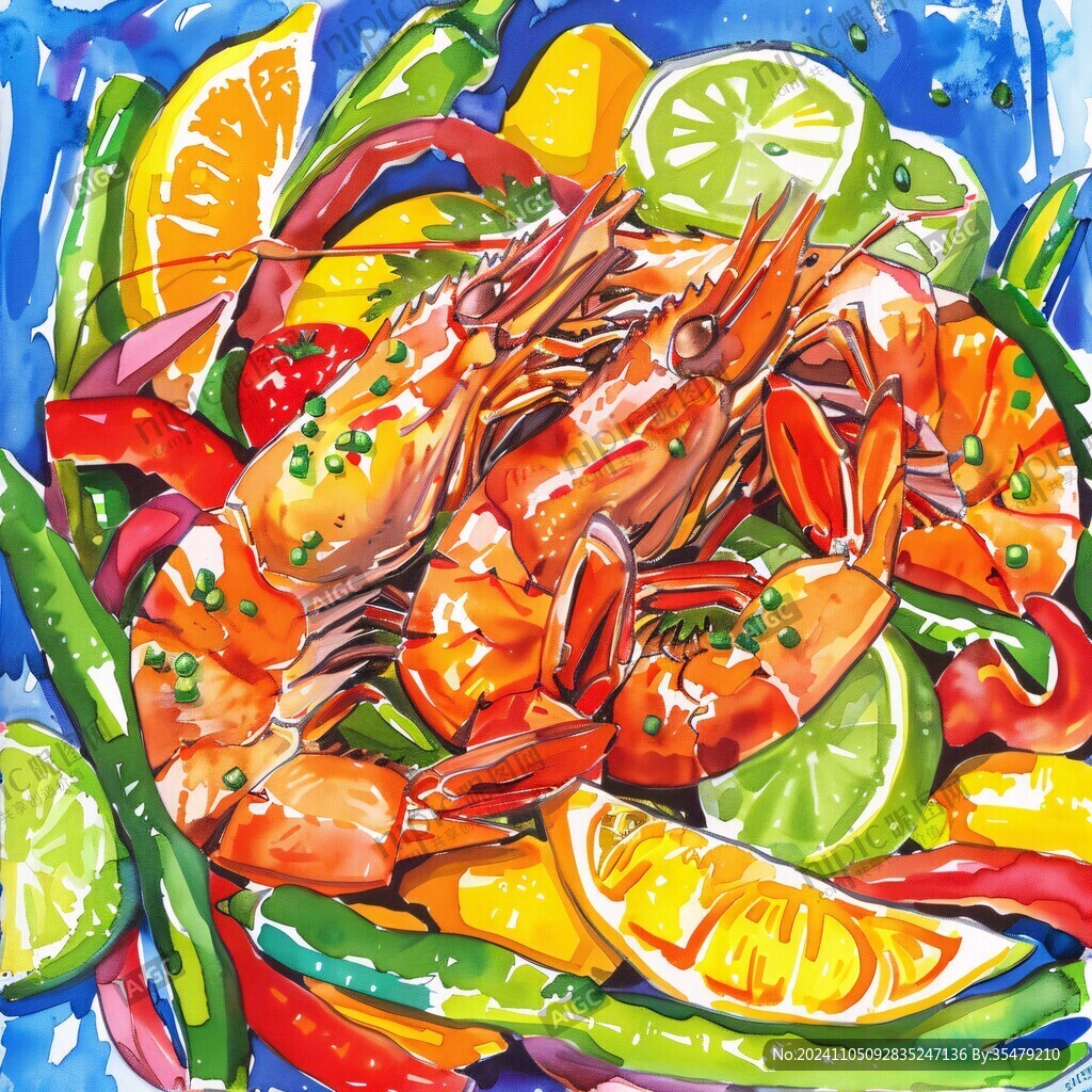 泰式海鮮插畫