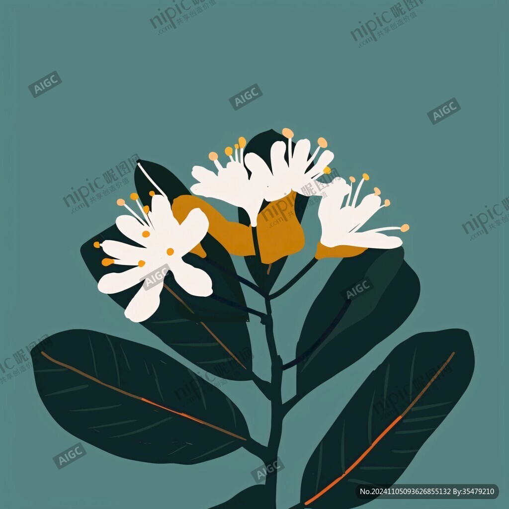 文藝花朵葉子扁平插畫(huà)