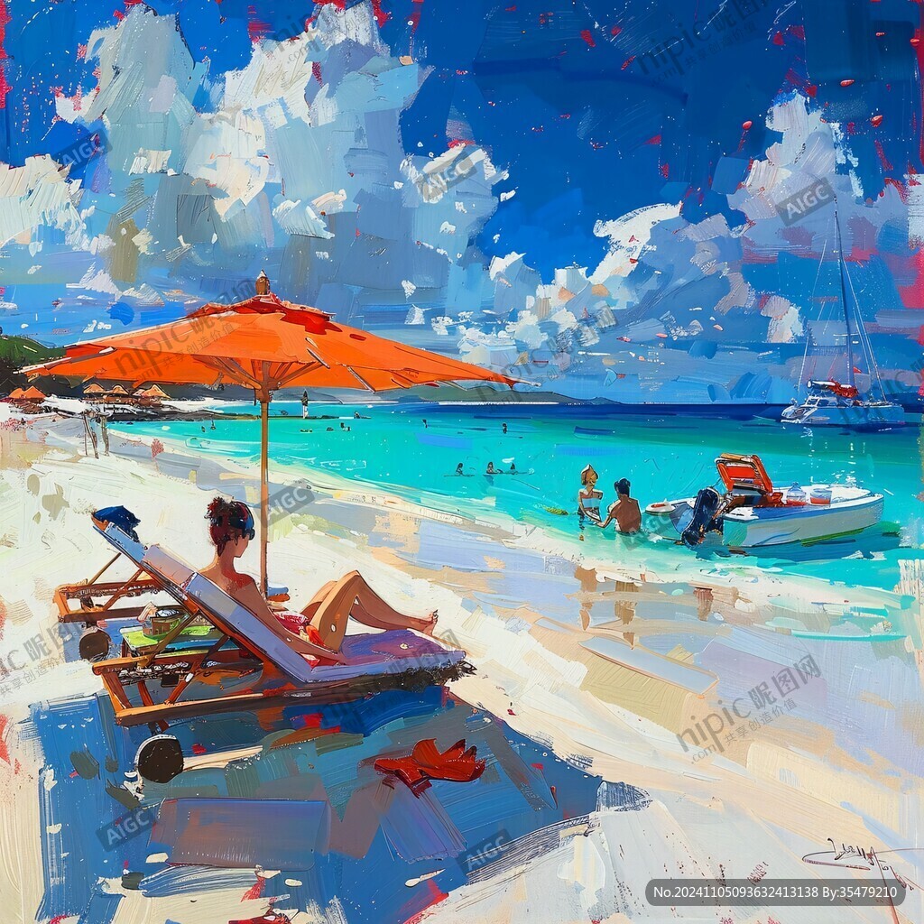 海灘風景畫
