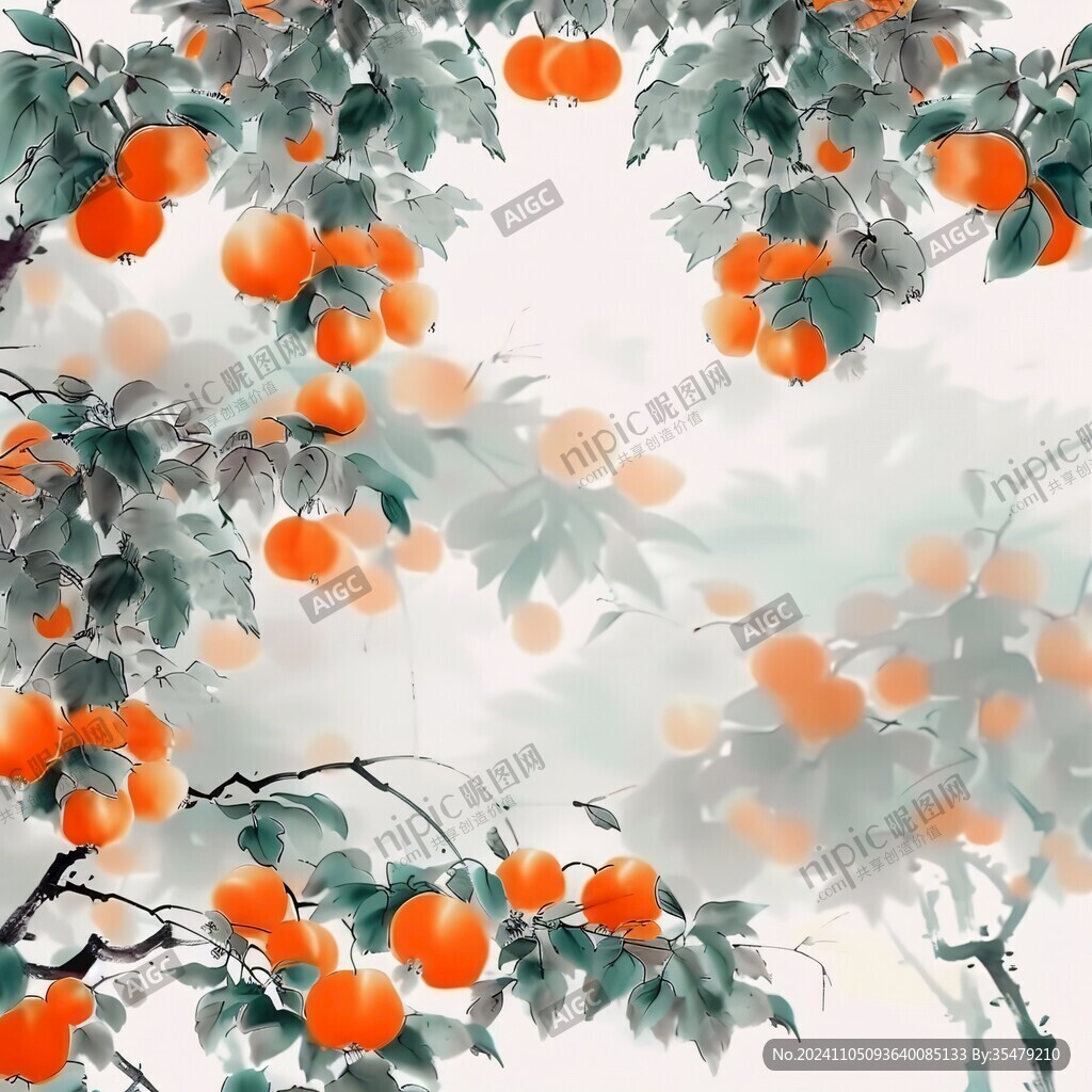 國風橘子桔子插畫