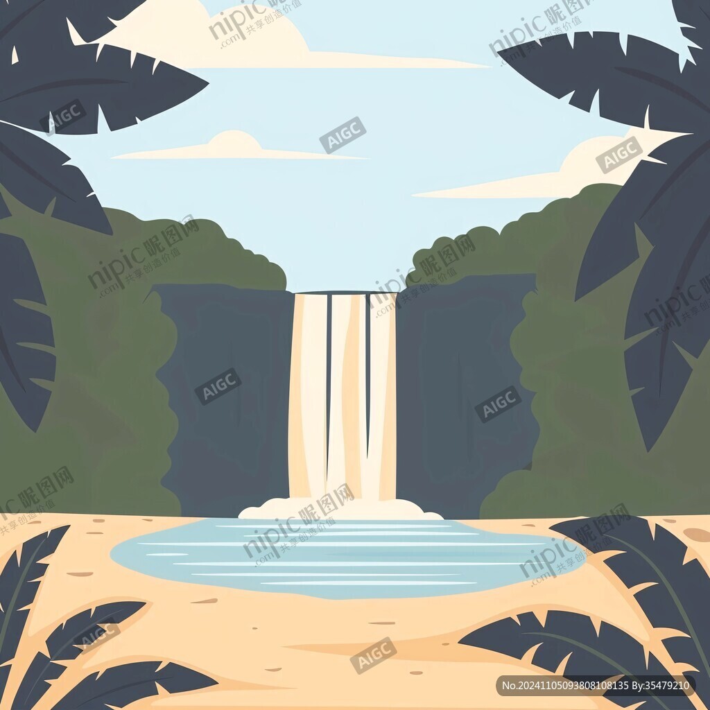 黃果樹瀑布插畫