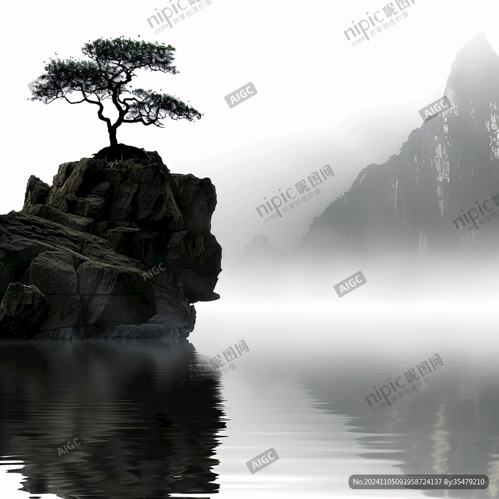 迎客松意境山水
