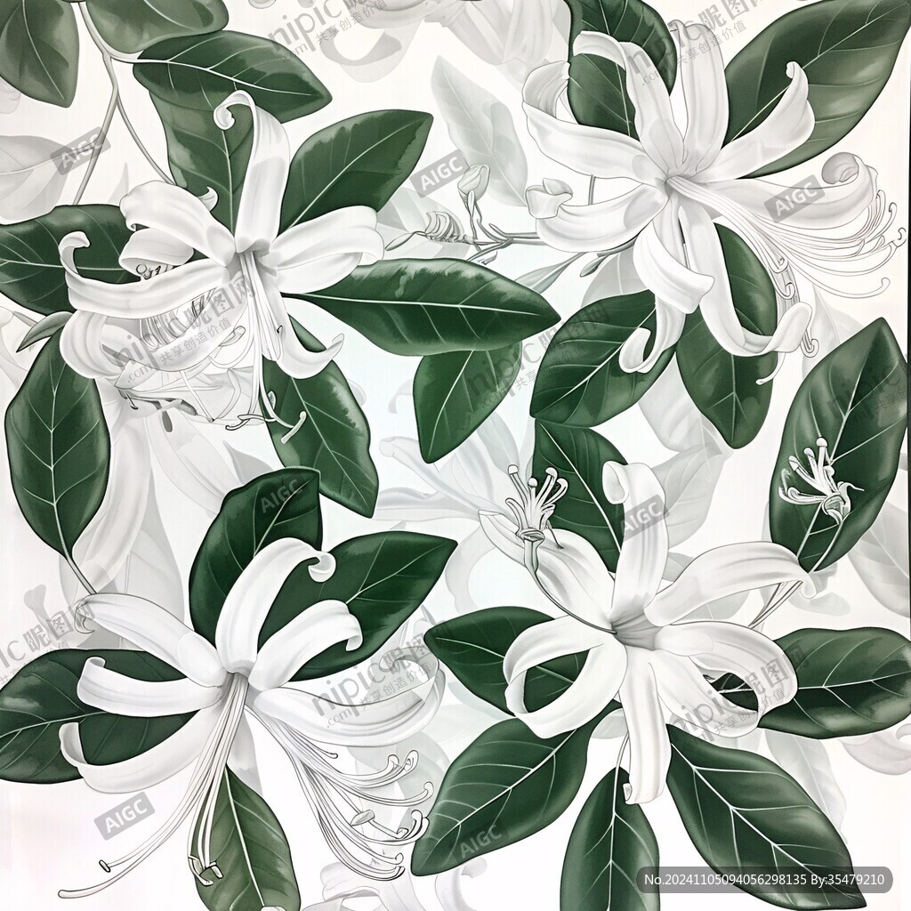 線描梔子花
