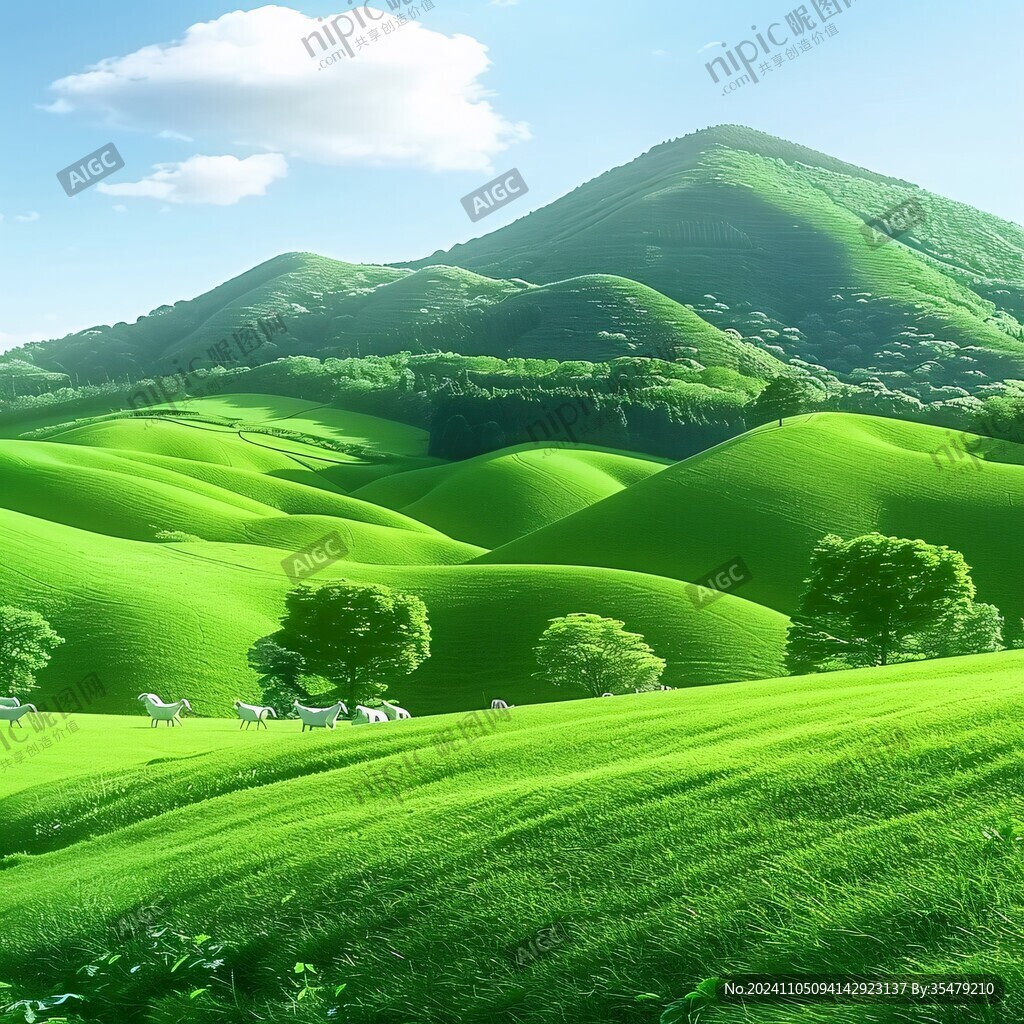 綠色丘陵自然風景