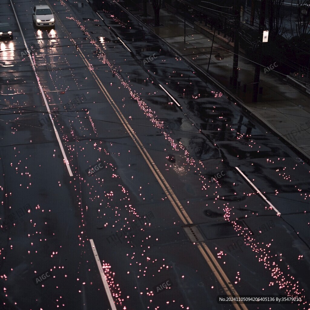 燈火輝煌的路面