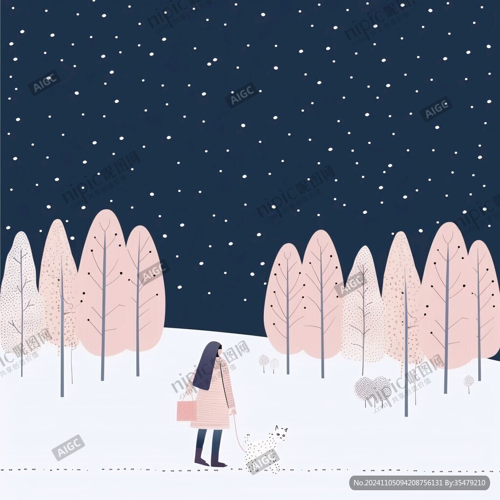 雪地行走的女孩子