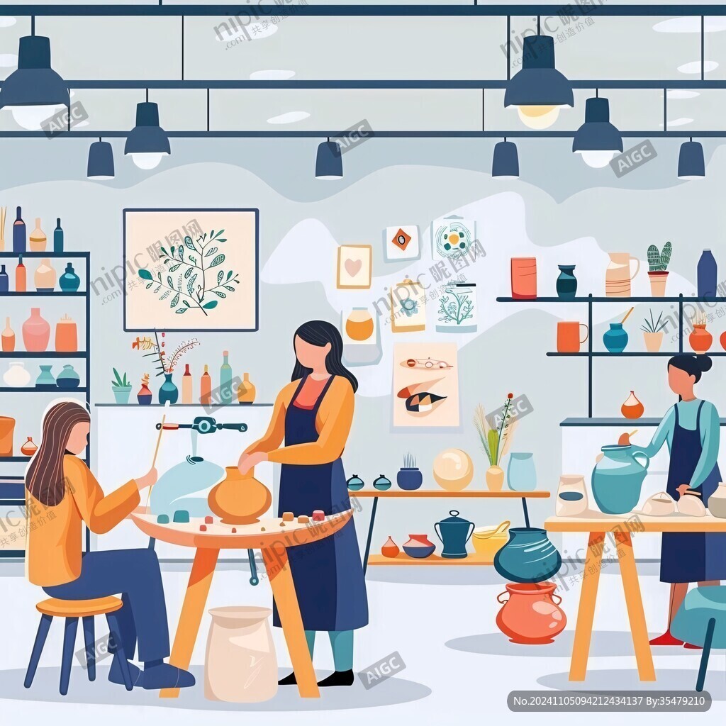 手工作坊人物插畫