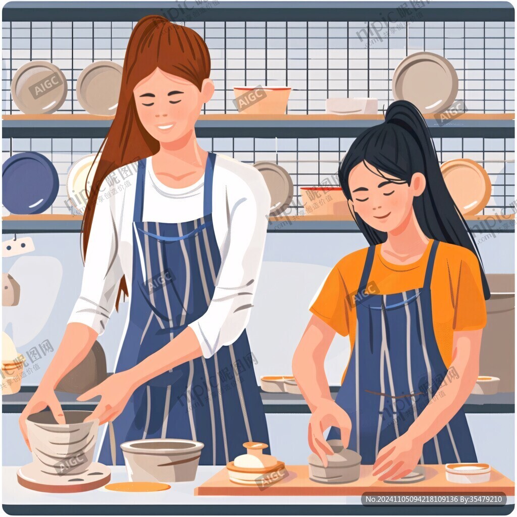 做蛋糕女生插畫設(shè)計