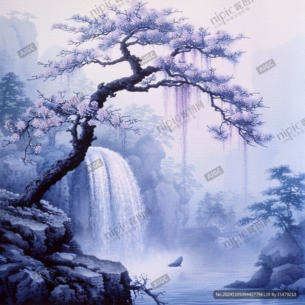 迎客松油畫
