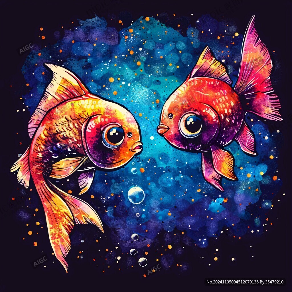 手繪雙魚插畫