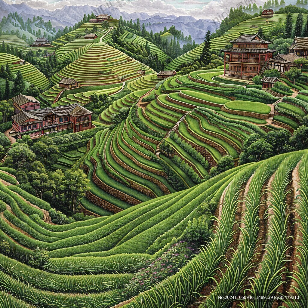 茶園風(fēng)景裝飾畫