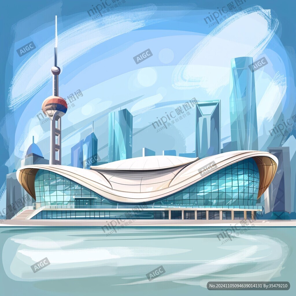 東方明珠禪風建筑插畫