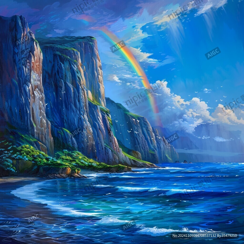 陽光彩虹油畫