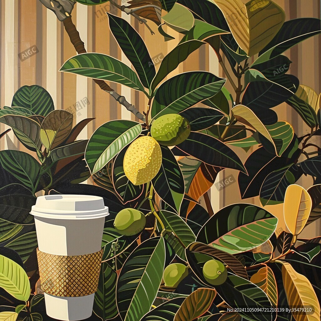 場景咖啡植物插畫