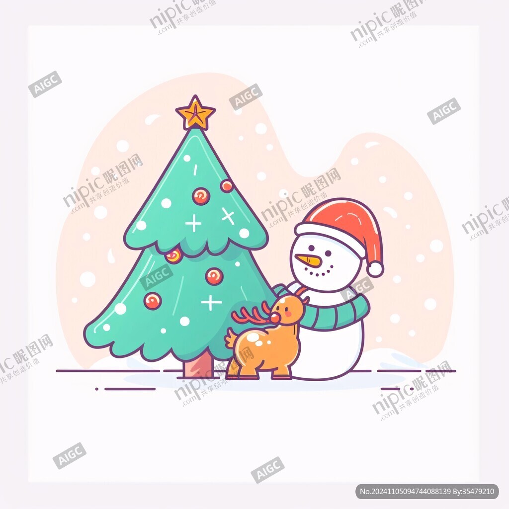 圣誕節(jié)堆雪人插畫