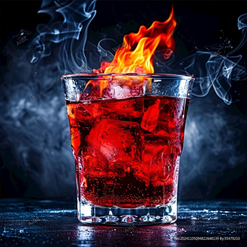 煙霧升騰的酒水