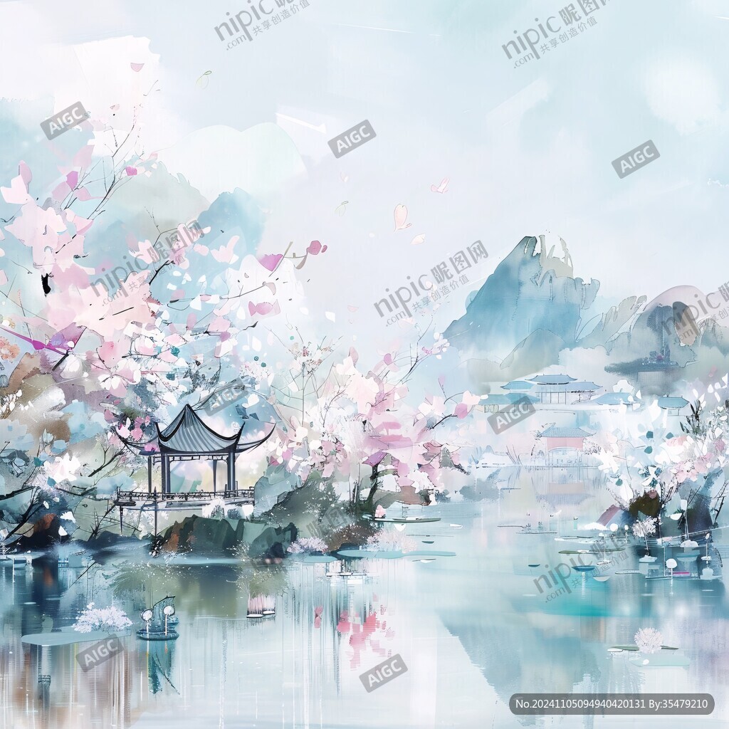 桃花源記古風山水插畫