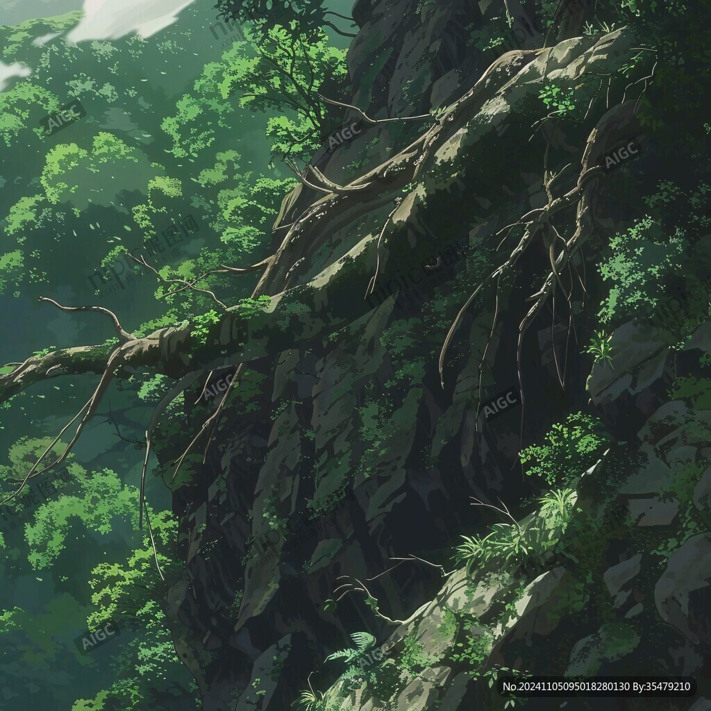 藤蔓植物大石頭
