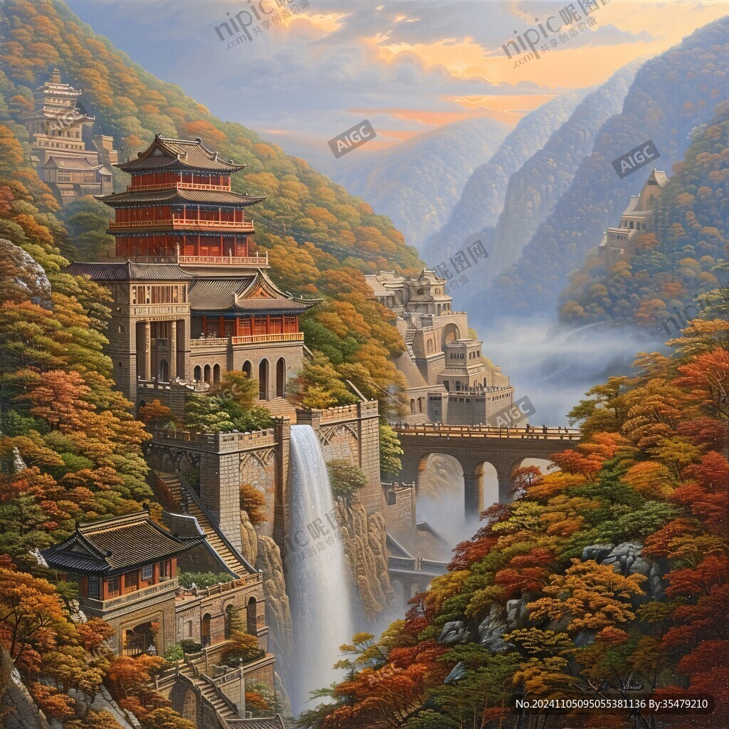 新中式樓閣皇宮山水