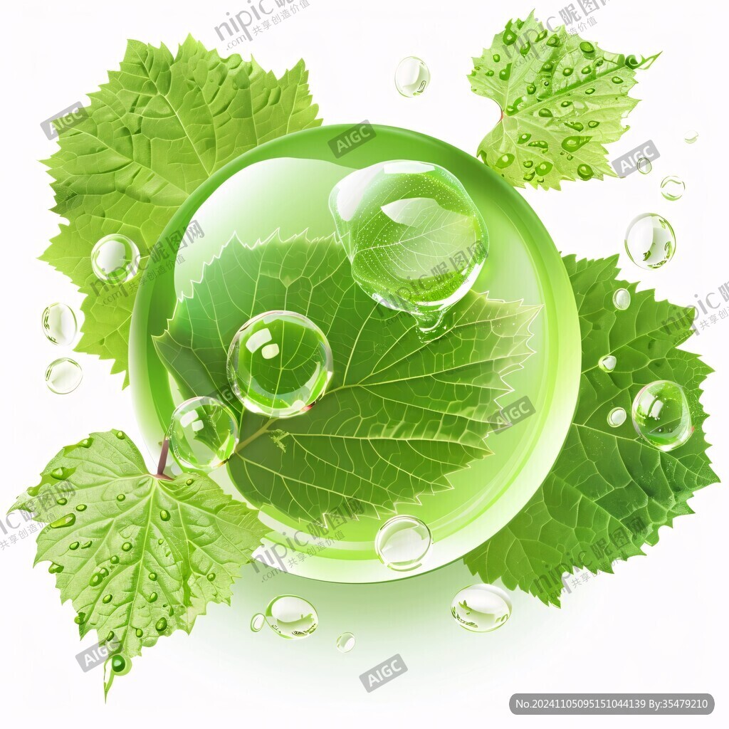 水珠綠葉環保素材
