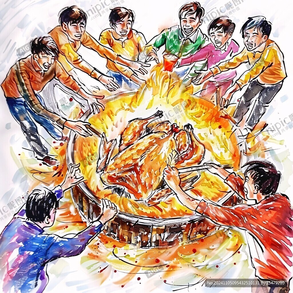 鐵板雞架插畫