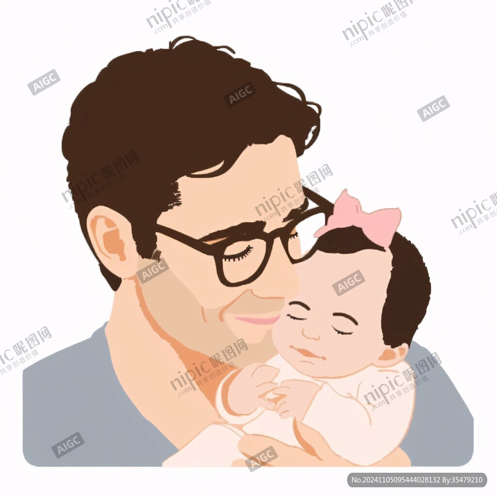 爸爸女兒插畫