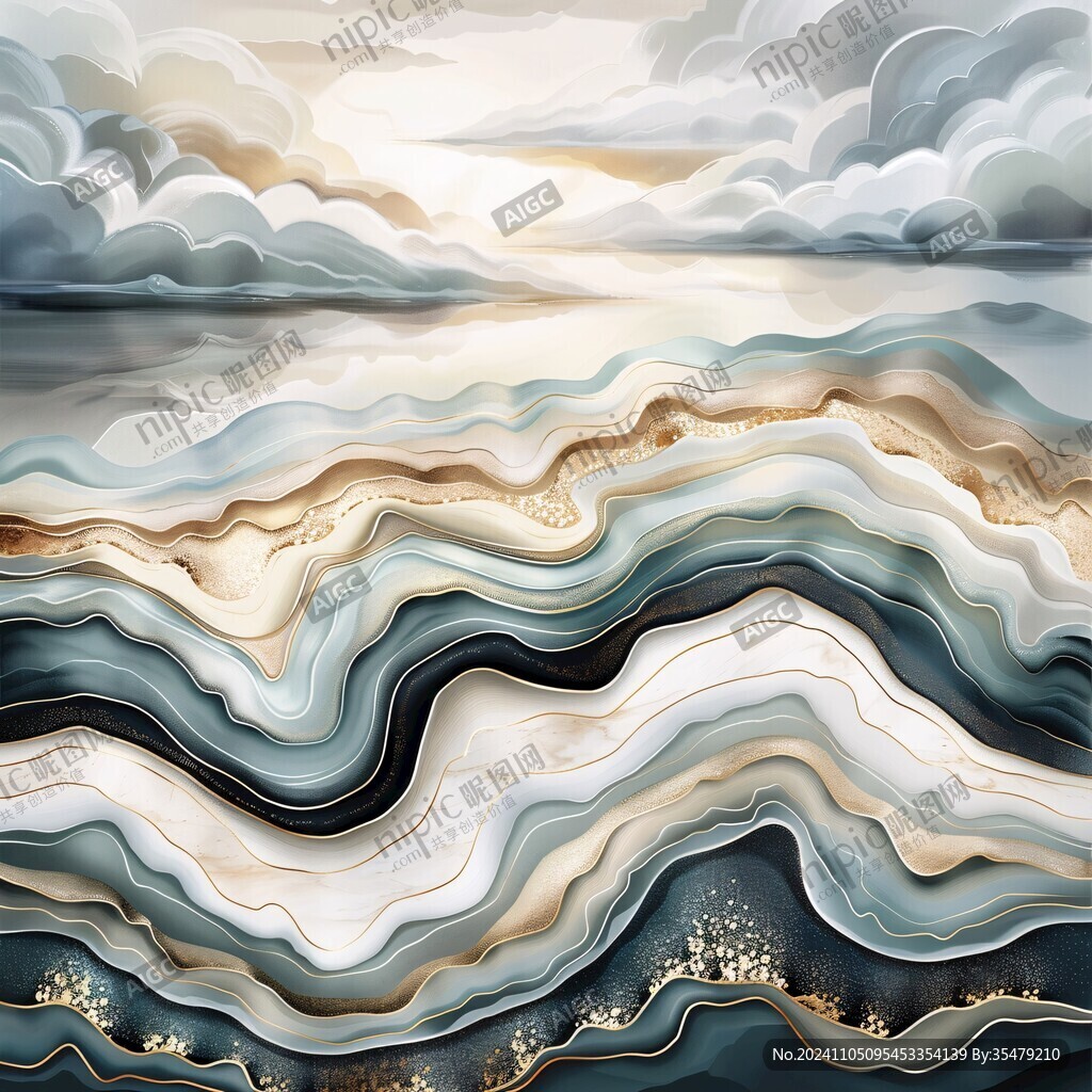 海水紋國(guó)潮插畫(huà)