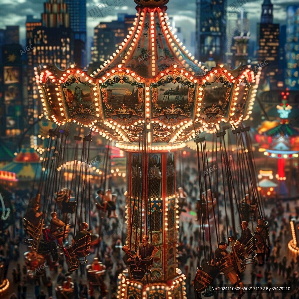 旋轉(zhuǎn)木馬夜景