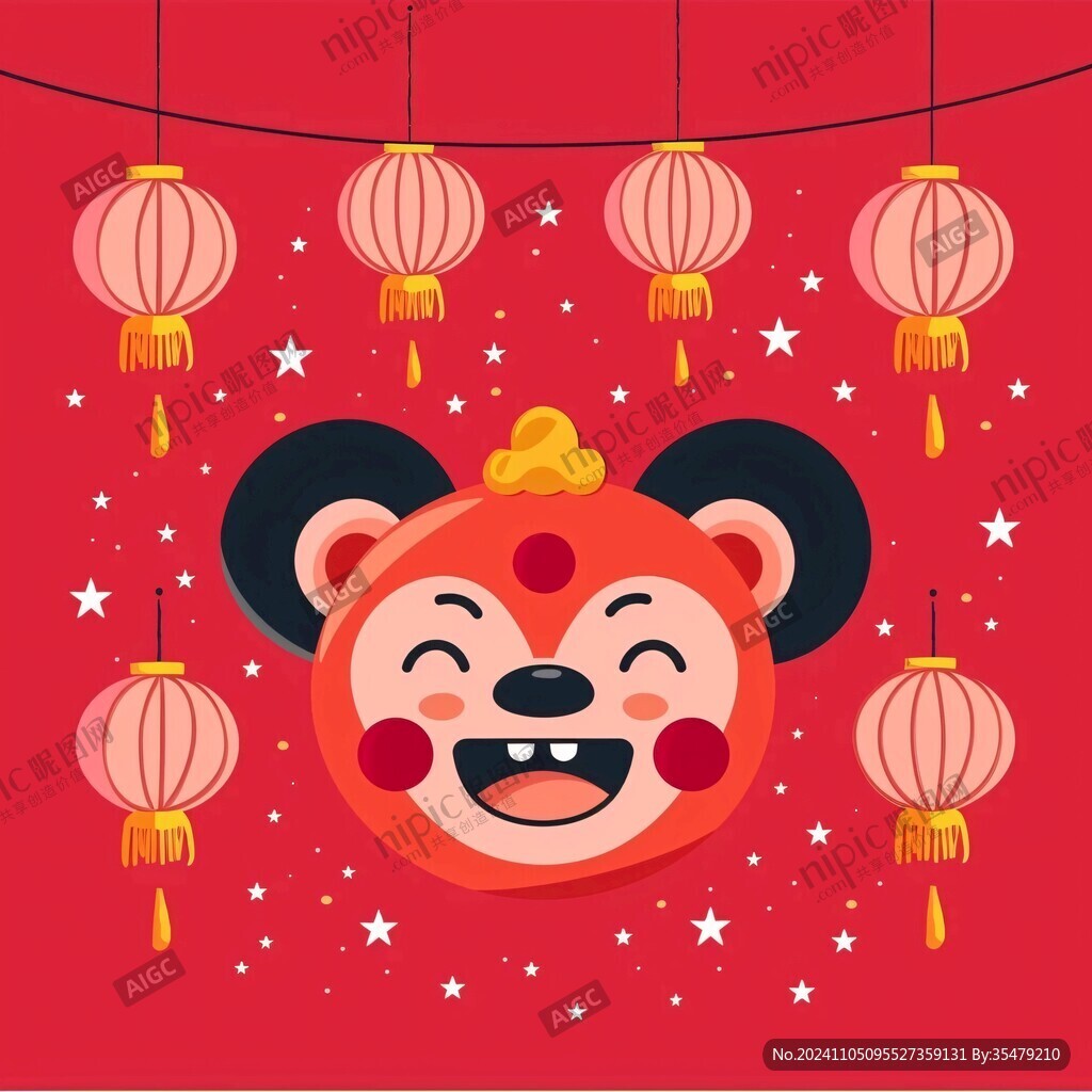 卡通鼠舞獅