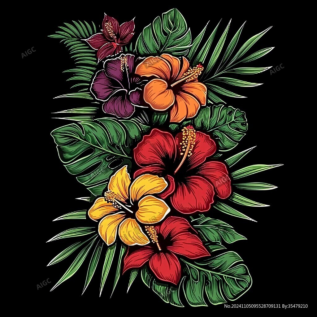 手繪熱帶花
