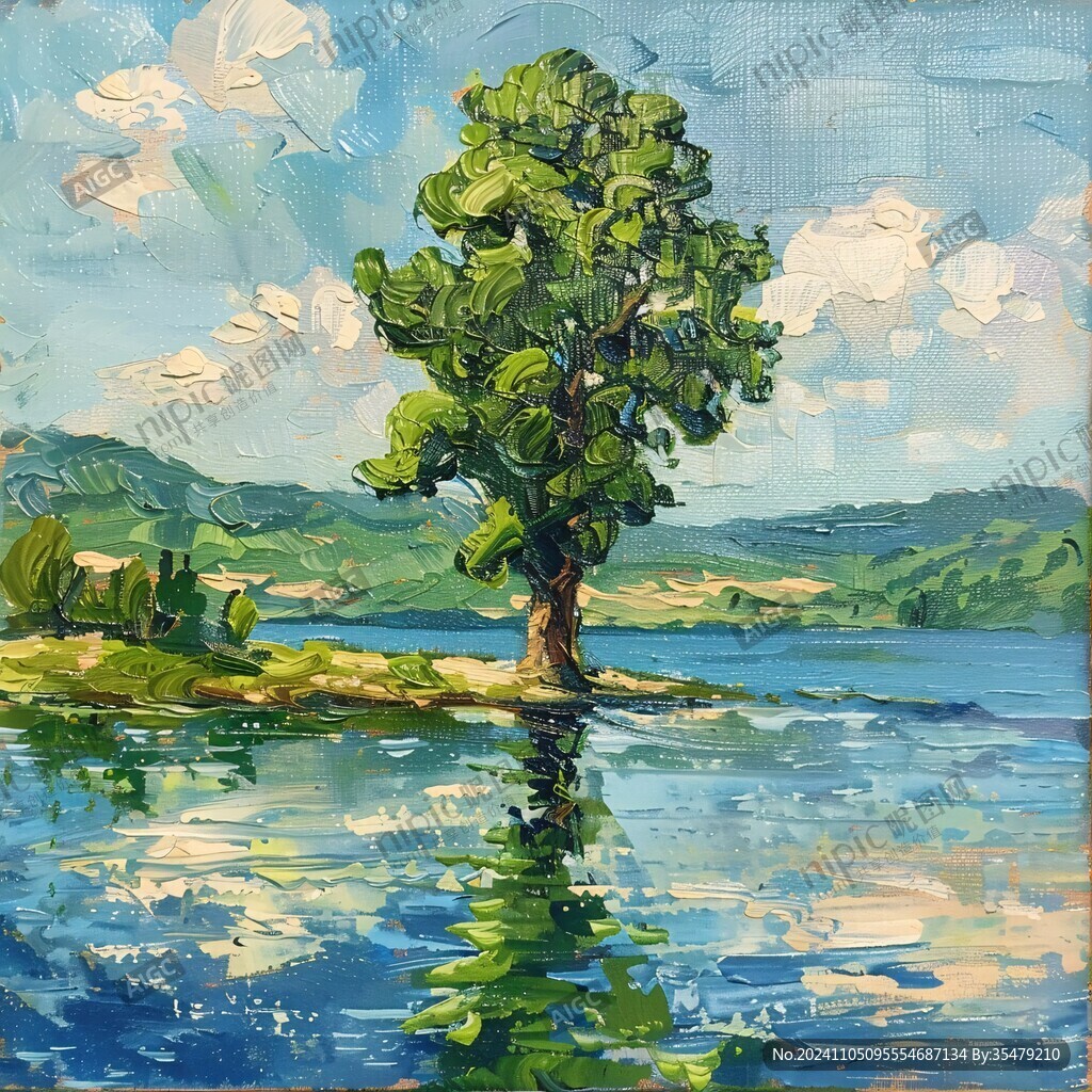 湖邊油畫