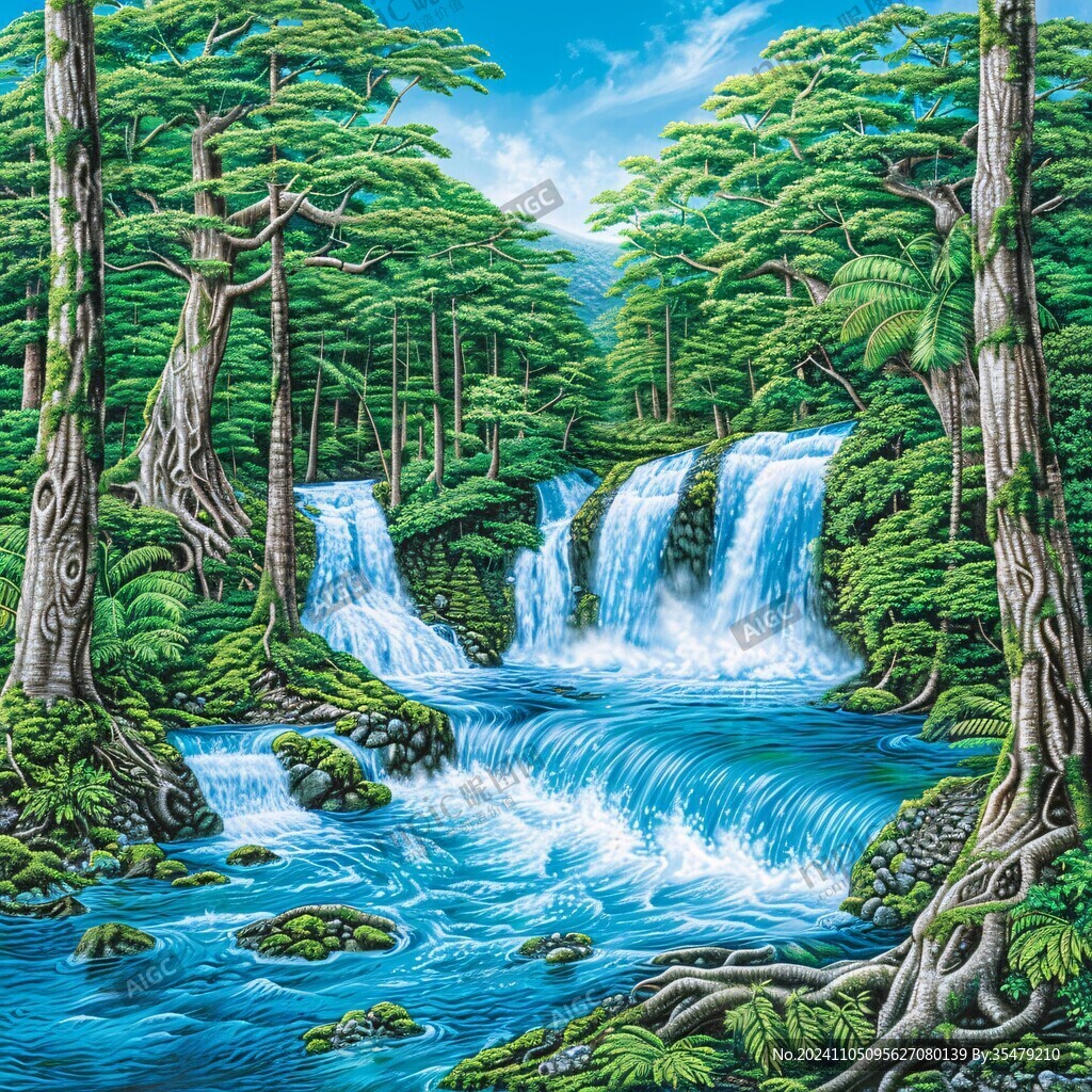流水生財山水
