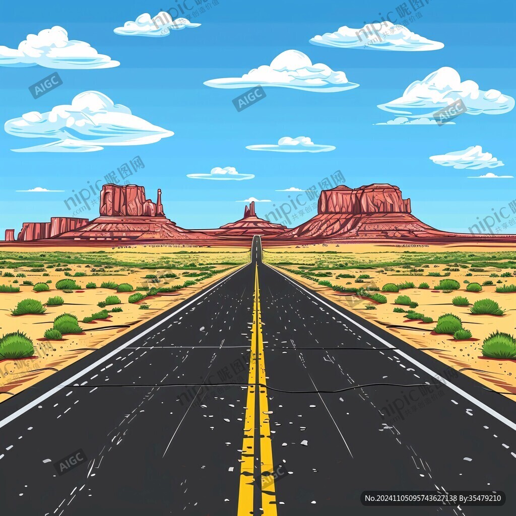 旅途沙漠公路風(fēng)景