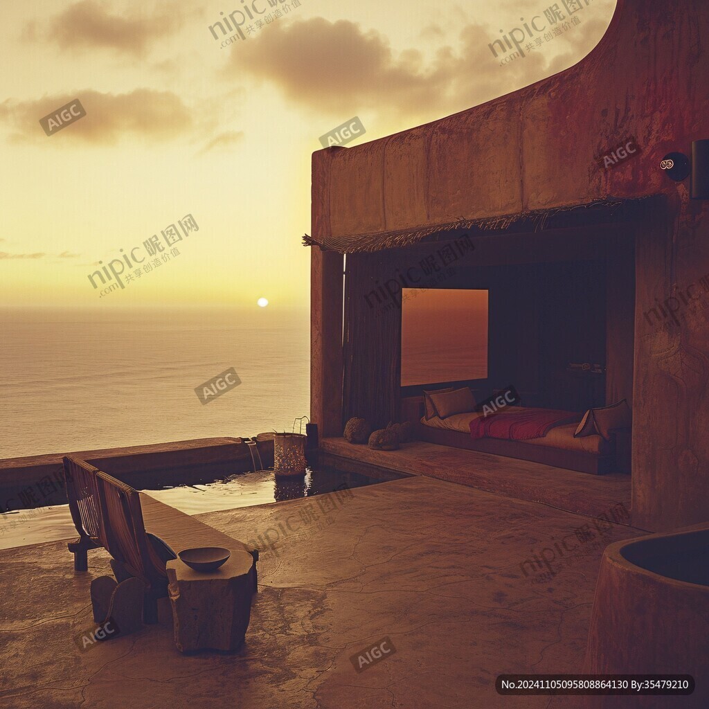 夕陽海景浴缸