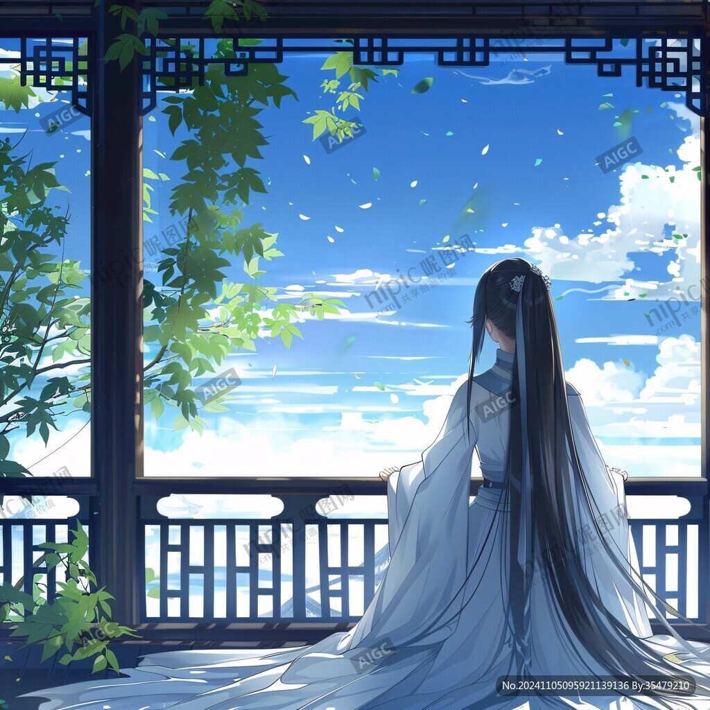 古裝少女背影