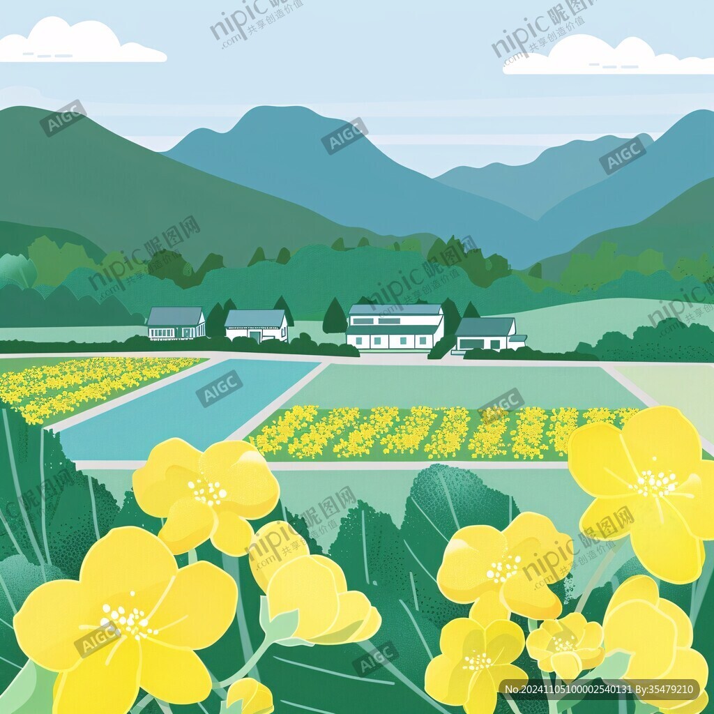農村田野插畫