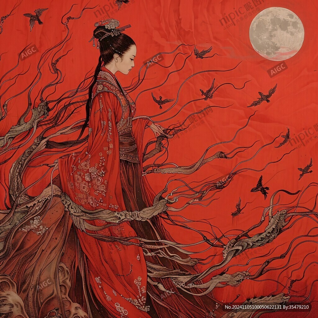 紅衣少女設計古風