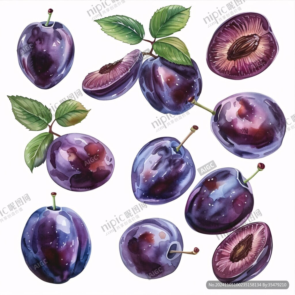 李子水果插畫