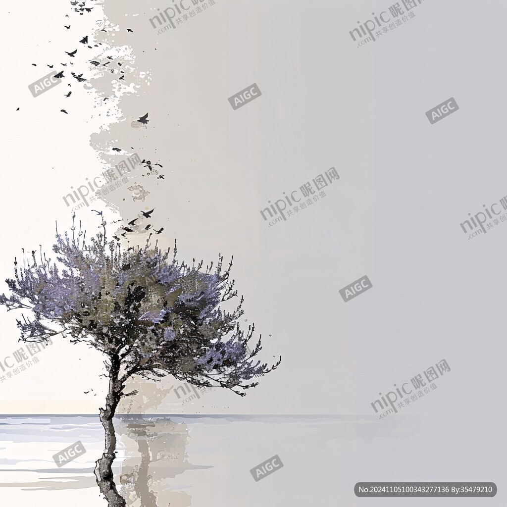 小樹意境圖
