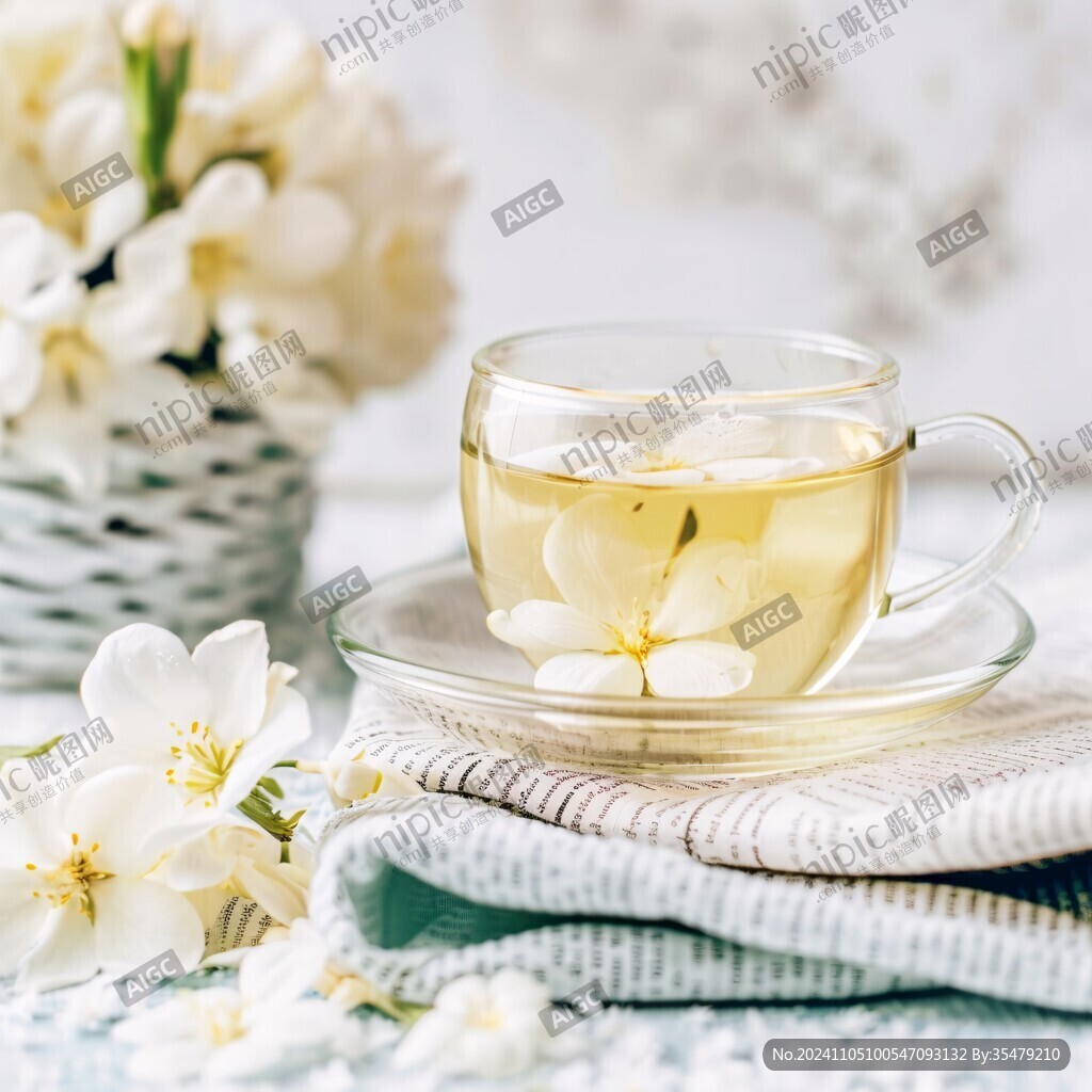 一杯茉莉花茶水
