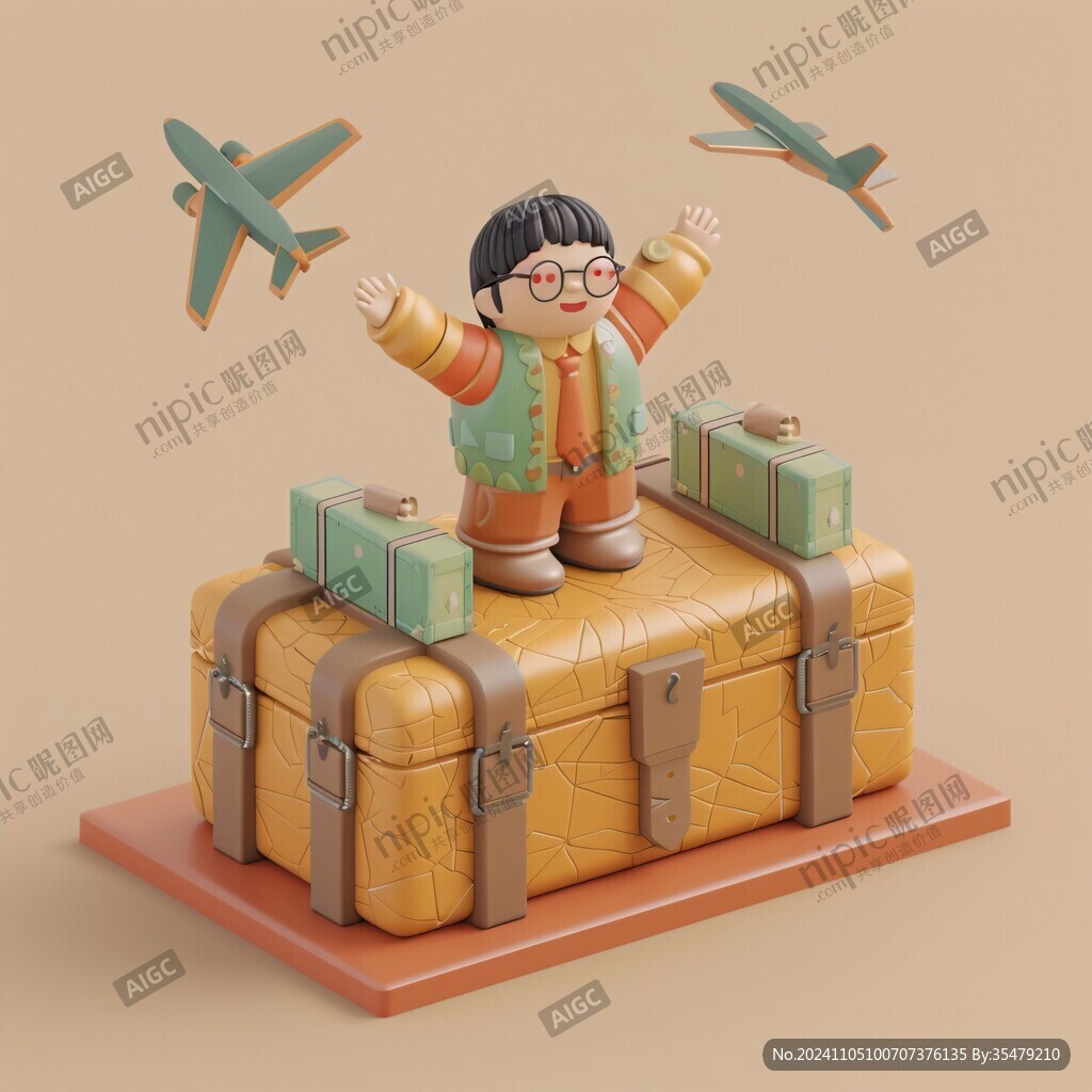 兒童行李箱插畫