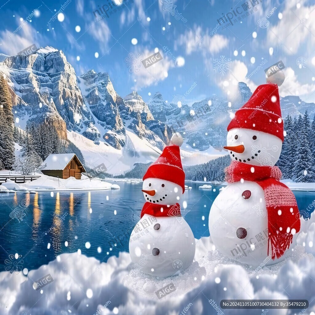 雪花冬天雪人