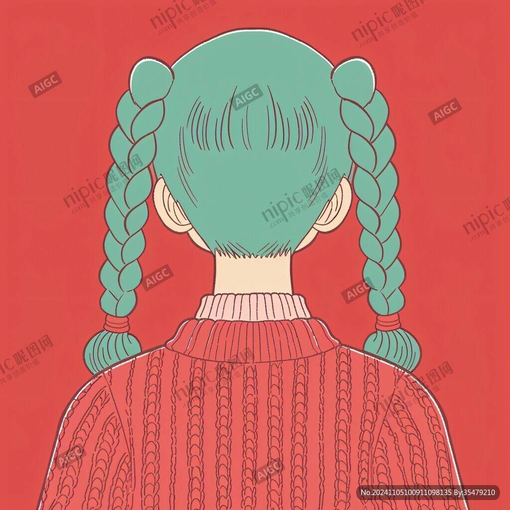 麻花辮女孩插畫(huà)
