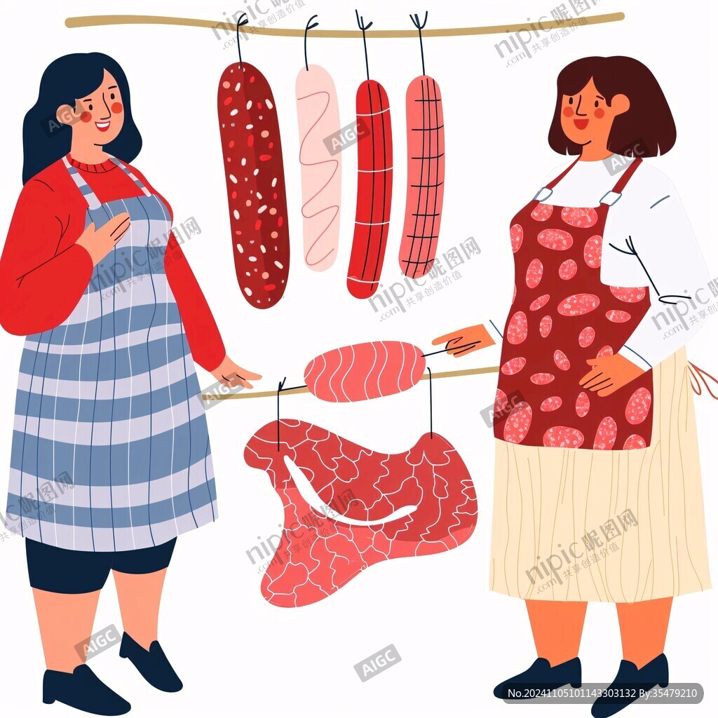 牛肉豬肉插畫