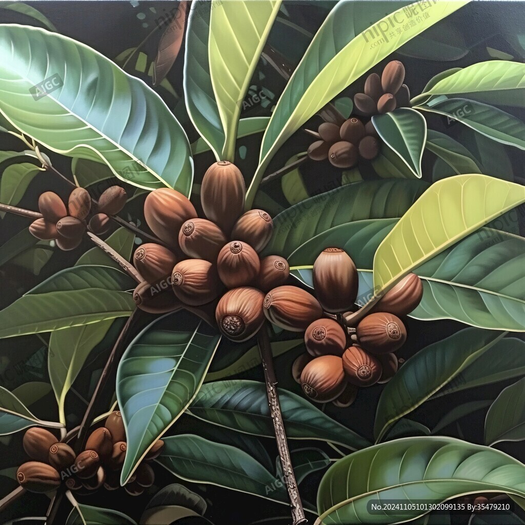 碧根果工筆畫