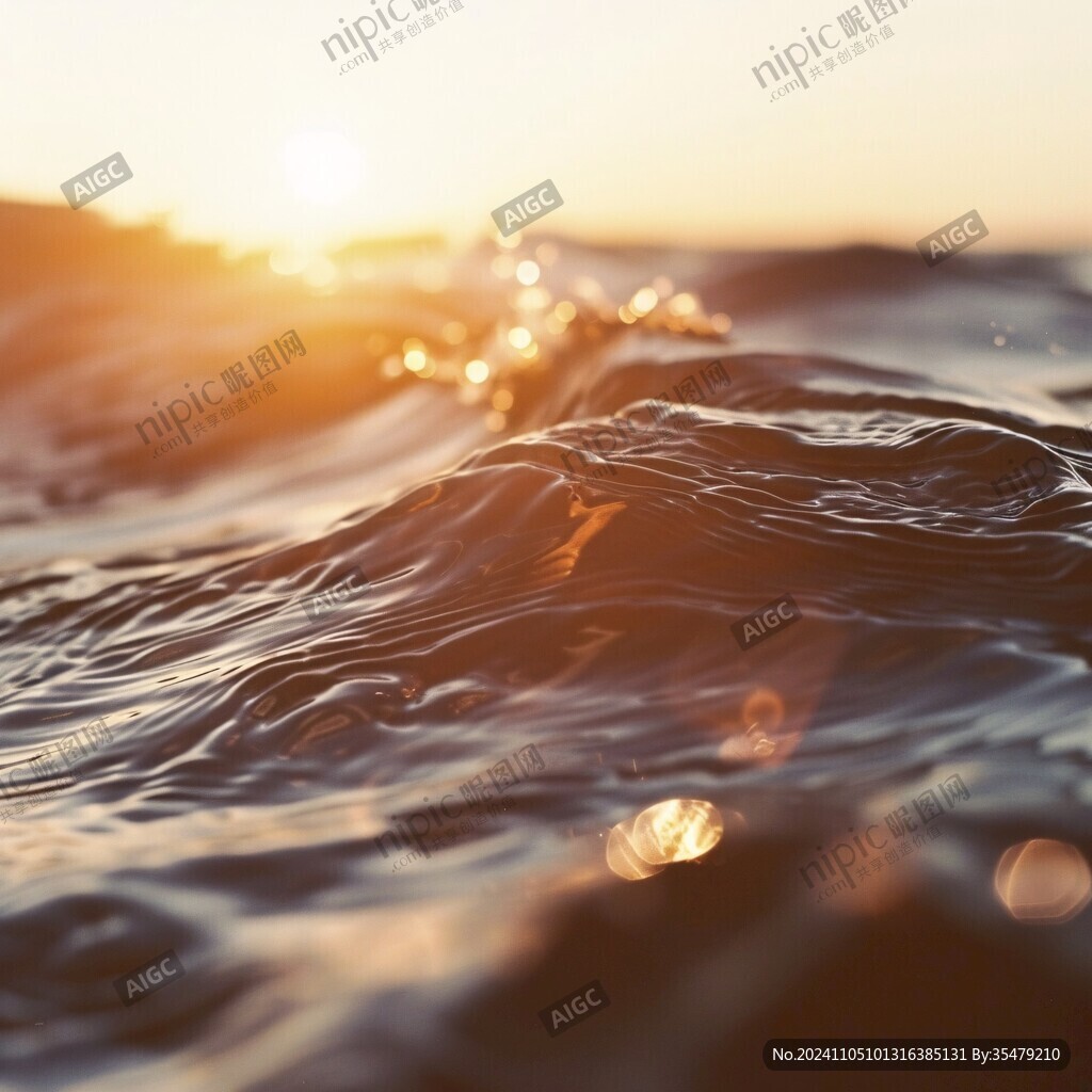落日水波