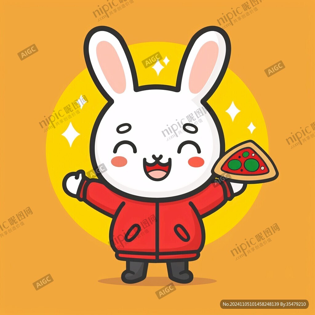 春節新春拿牌的兔子