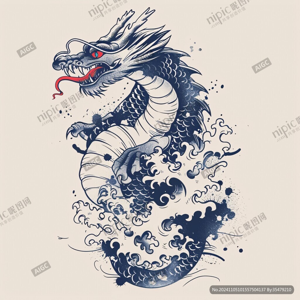 手繪國(guó)潮龍頭
